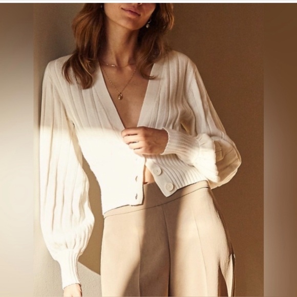 Wilfred Plunge Front Cardigan in Light Birch Size Small - Picture 1 of 5